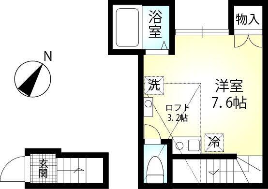 ライズ浜田山(ワンルーム/2階)の間取り写真