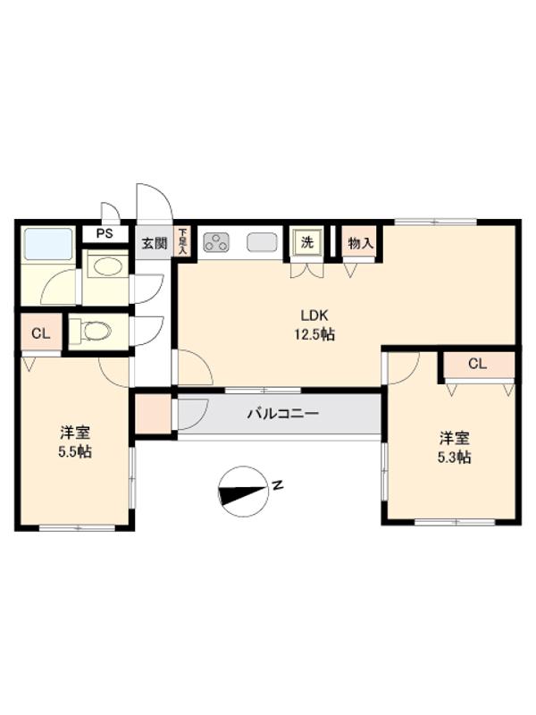 ピラミデ川口(2LDK/5階)の間取り写真