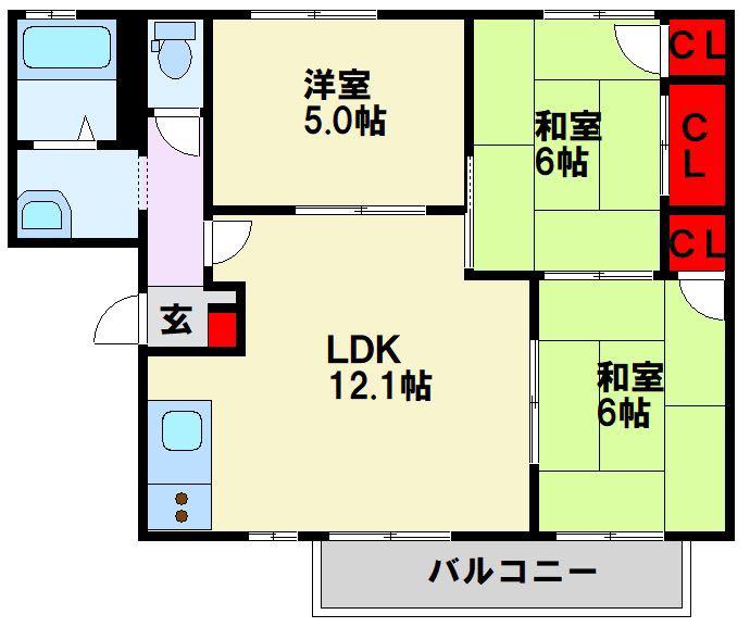 フレグランスK(3LDK/2階)の間取り写真