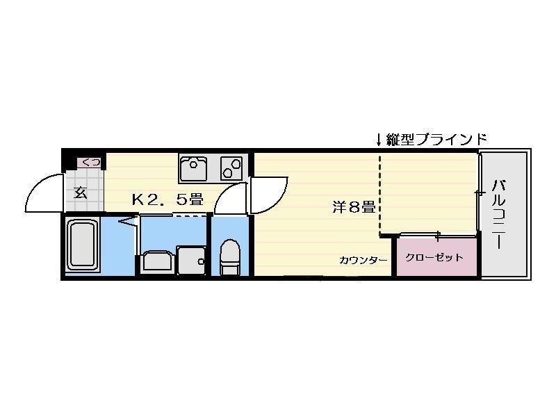 プレステージ吉野(1K/2階)の間取り写真