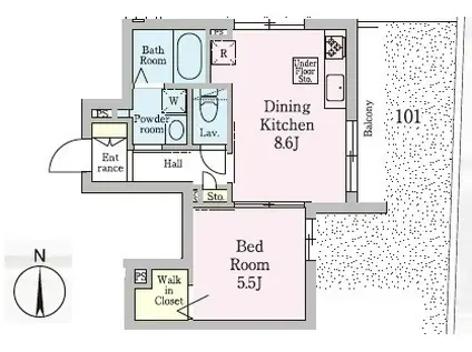 SEPT HISTOIRES(1LDK/1階)の間取り写真