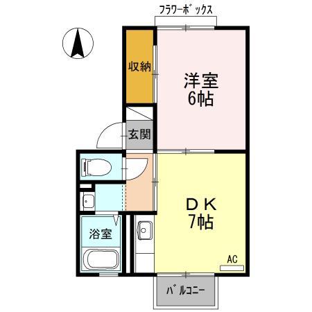 サンライフ山崎(1DK/1階)の間取り写真