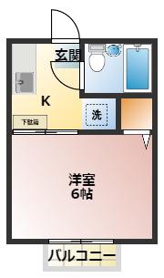 シティハイム 本郷台B(1K/2階)の間取り写真