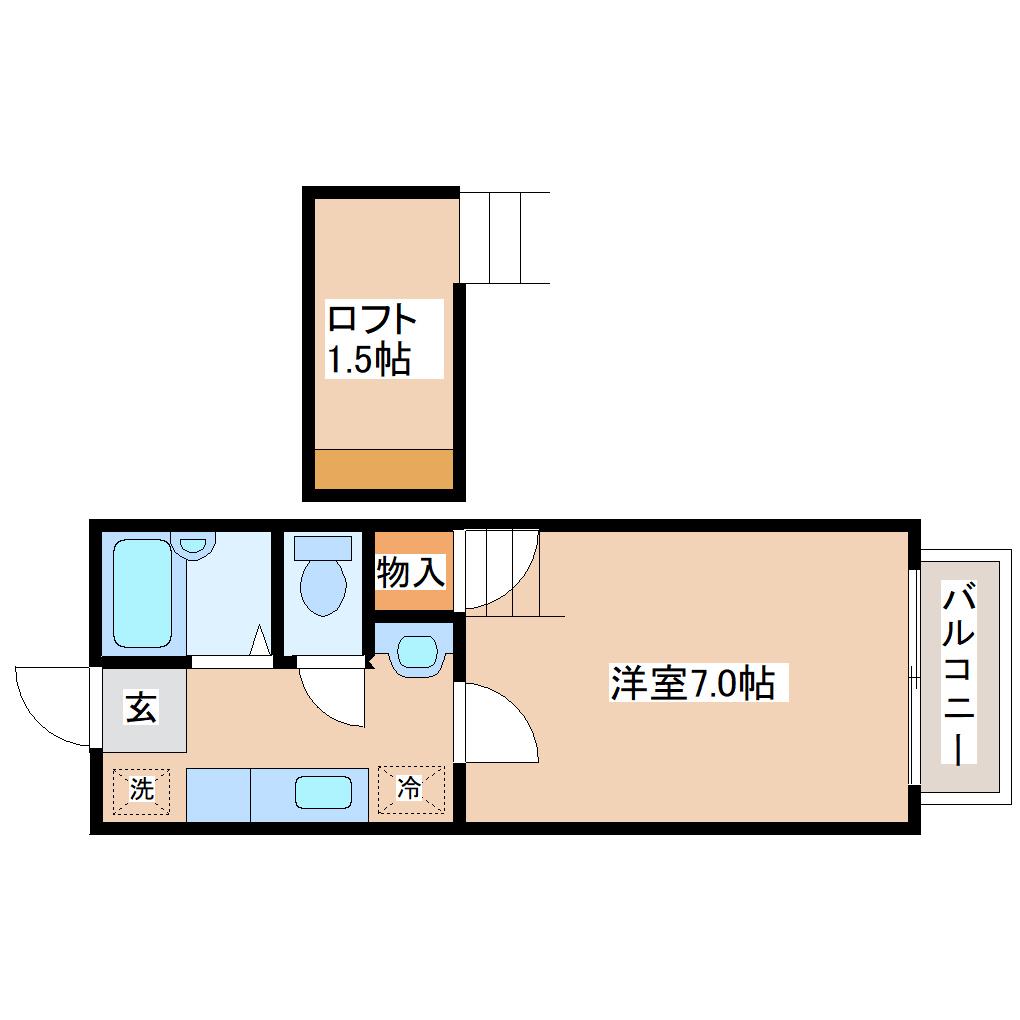 グリーンヴィラ仙台(1K/2階)の間取り写真