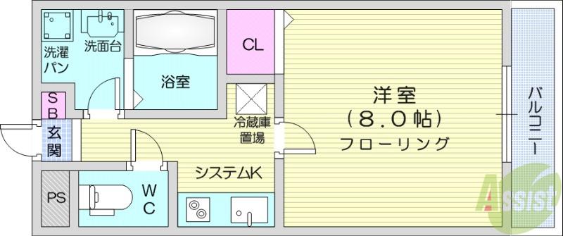 LUXES原町(1K/3階)の間取り写真