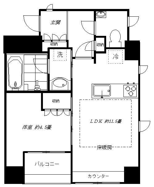 パークリュクス銀座MONO(1LDK/11階)の間取り写真