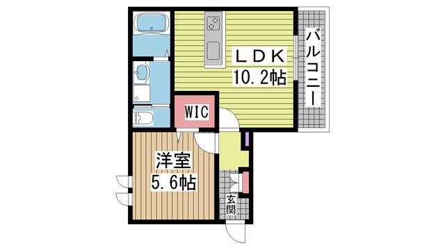 レフィーノ六甲(1LDK/2階)の間取り写真