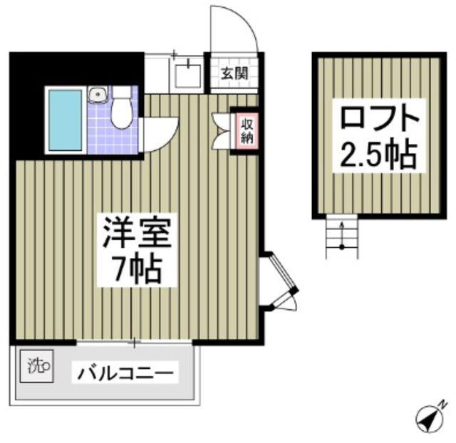 レジデンス狭山 A棟(ワンルーム/2階)の間取り写真