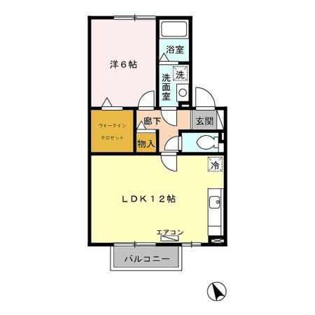 パークコートA棟(1LDK/2階)の間取り写真