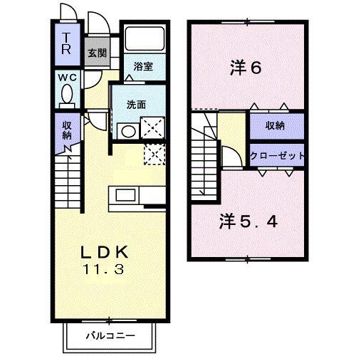 ファイン(2LDK/1階)の間取り写真