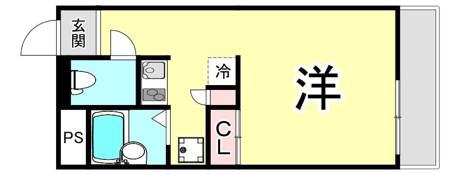 レオパレスパレス猪名寺(1K/1階)の間取り写真