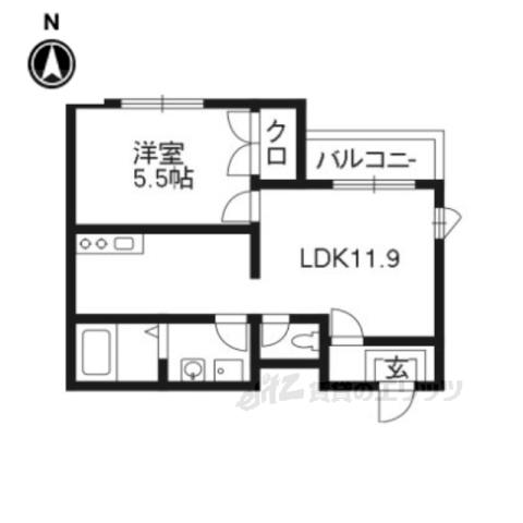 MAISON DE MARI北白川(1LDK/2階)の間取り写真