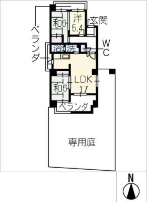 ジーオー第6藤ヶ丘マンション(3LDK/1階)の間取り写真