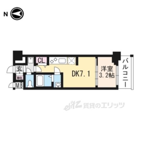 プレサンスTHE KYOTO 吉祥院(1DK/2階)の間取り写真