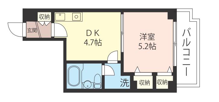 ファミール中幸(1DK/1階)の間取り写真