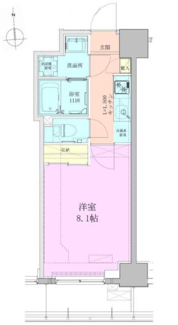 八丁堀レジデンス壱番館(1K/5階)の間取り写真