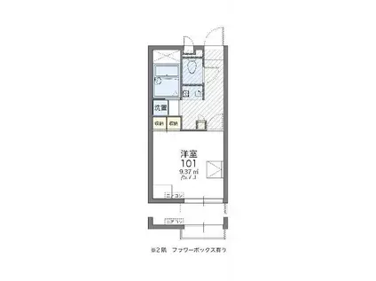 レオパレスウィステリア(1K/2階)の間取り写真