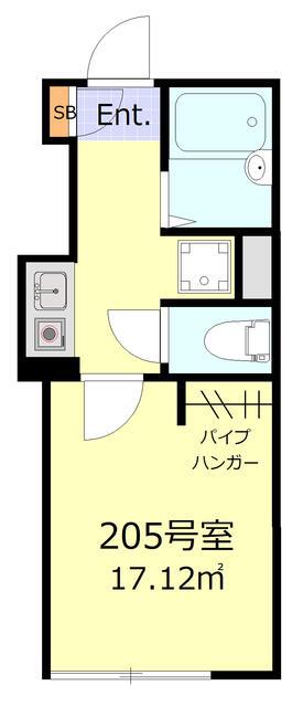 ボンボニエール池上(1K/2階)の間取り写真