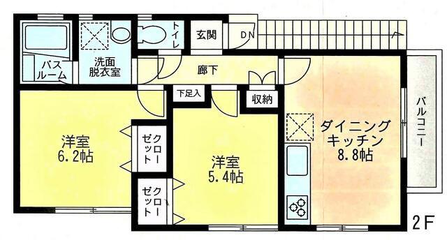 ベイフラワー(2LDK/2階)の間取り写真