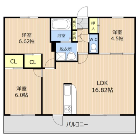 プラウド神園(3LDK/5階)の間取り写真