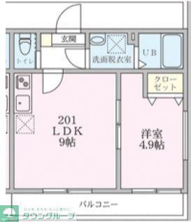 エレジオ横浜(1LDK/2階)の間取り写真