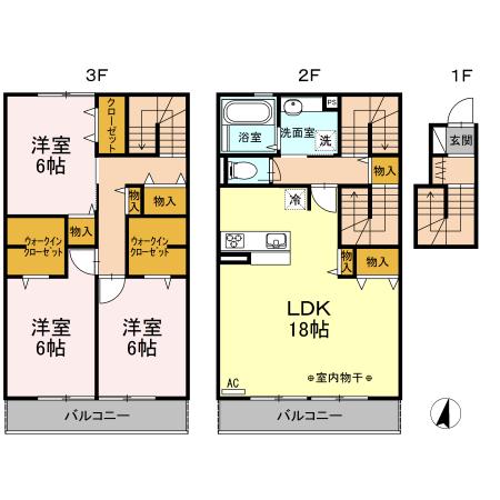 コンフォート(3LDK/1階)の間取り写真