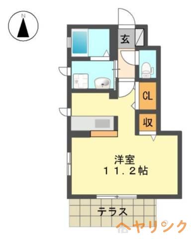 ミリアーデ社台C棟(ワンルーム/1階)の間取り写真