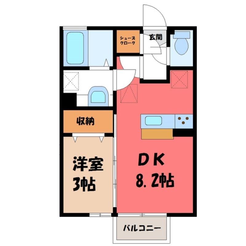 リヴェール乙女 B(1LDK/1階)の間取り写真