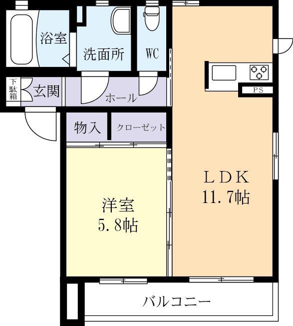 ヴィラフェリーチェ(1LDK/2階)の間取り写真