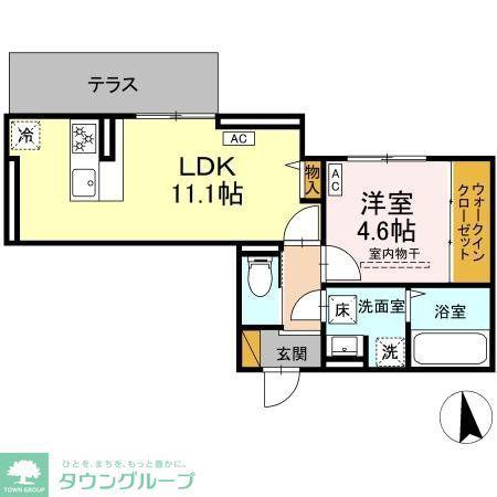 D-セアリス黒砂(1LDK/1階)の間取り写真