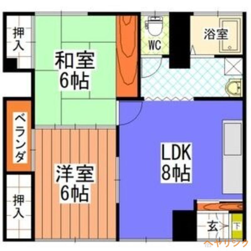 高山ビル(2LDK/1階)の間取り写真