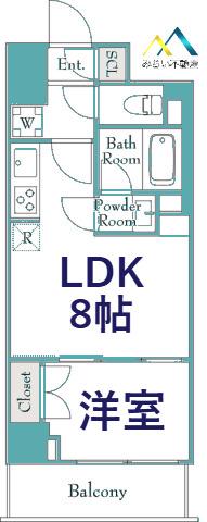 ルミーク関内II(1LDK/8階)の間取り写真