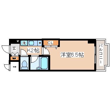 エスリード三宮フラワーロード(1K/2階)の間取り写真