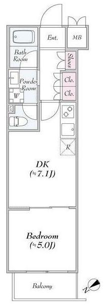 KDXレジデンス西調布(1DK/3階)の間取り写真