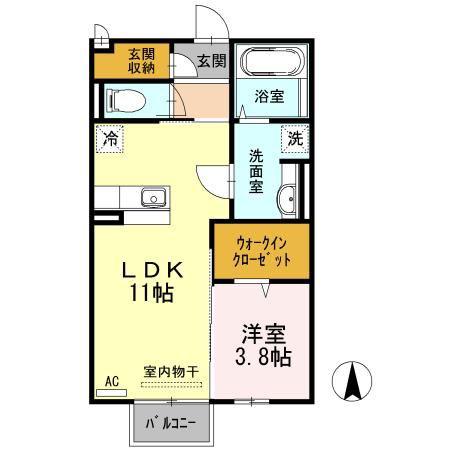 キャトルセゾン(1LDK/2階)の間取り写真