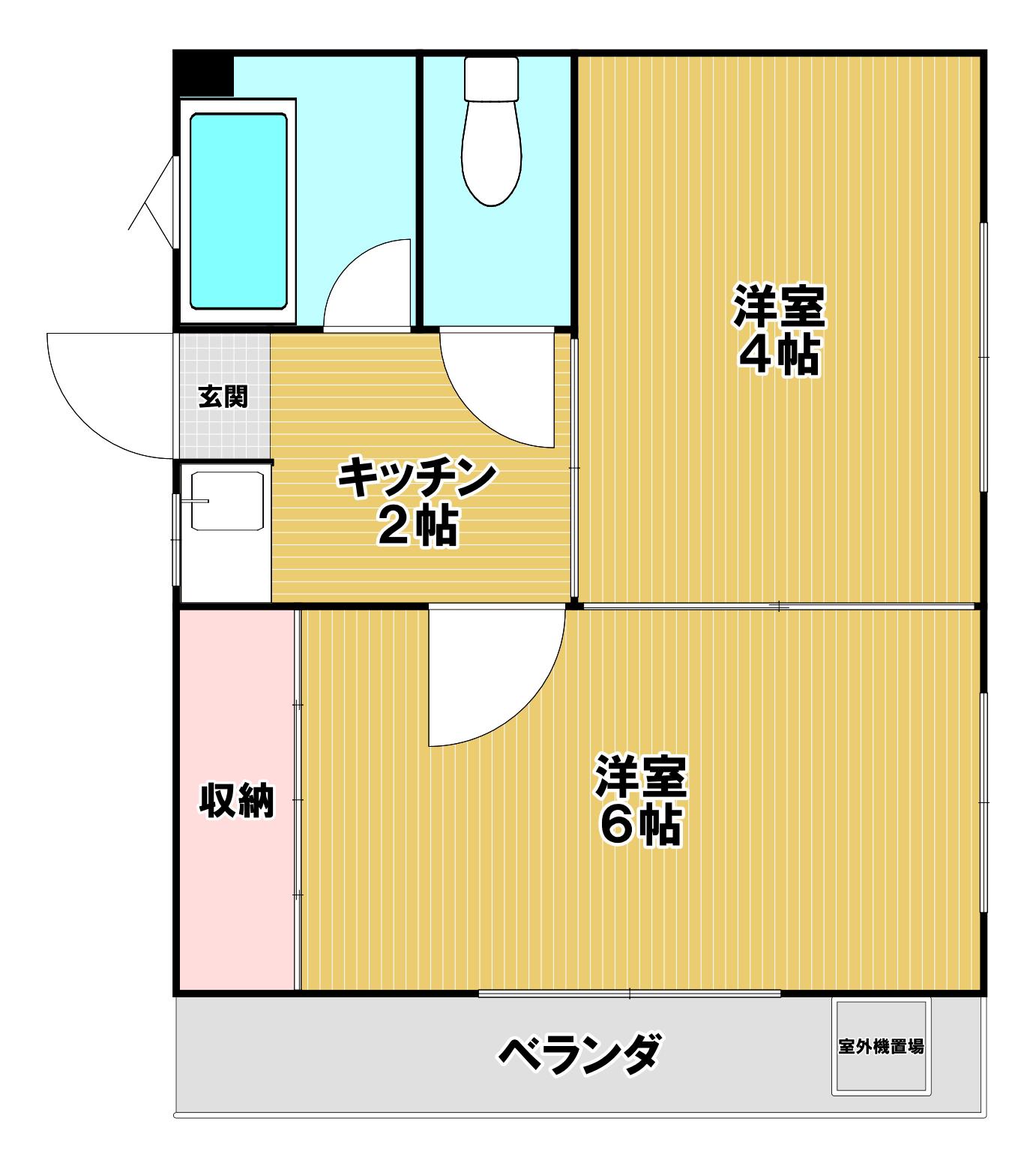 サニーヒルコート(2K/1階)の間取り写真