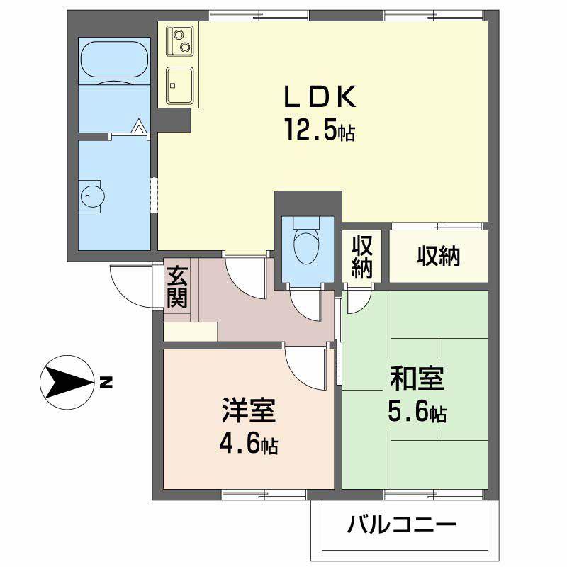 ファミール竹上(2LDK/2階)の間取り写真