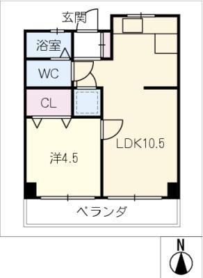 秋善ビル(1LDK/2階)の間取り写真
