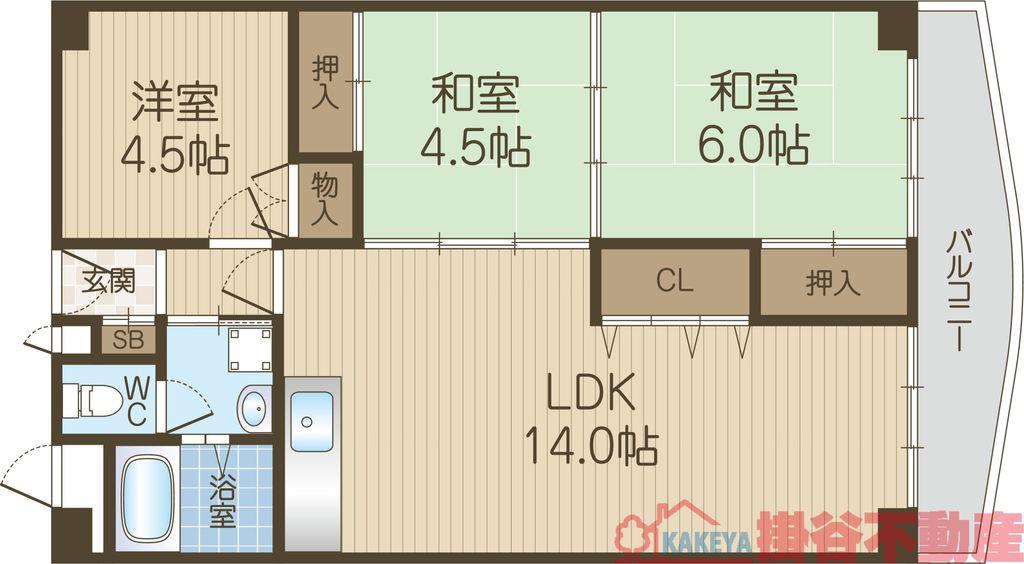 南茨木駅前ハイタウンH棟(3LDK/7階)の間取り写真