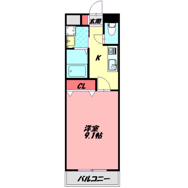 ルーエ プラッツェ大日(1K/2階)の間取り写真
