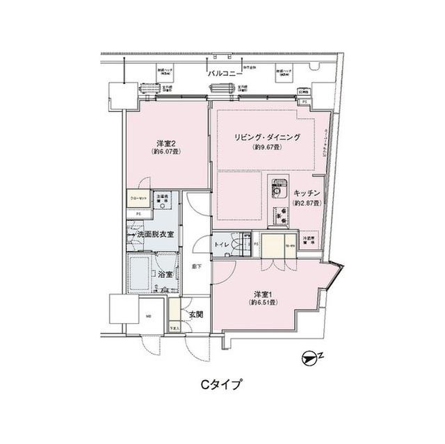 アンビエンテ駒込(2LDK/10階)の間取り写真