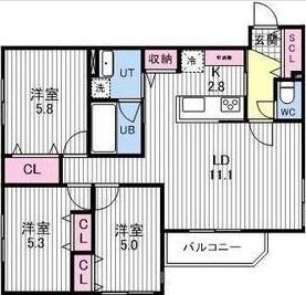 ASTER本通15(3LDK/3階)の間取り写真