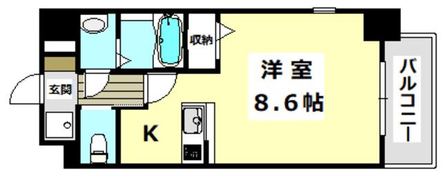 ロイス南茨木(ワンルーム/2階)の間取り写真