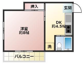 キャナルハクヨー(1DK/2階)の間取り写真