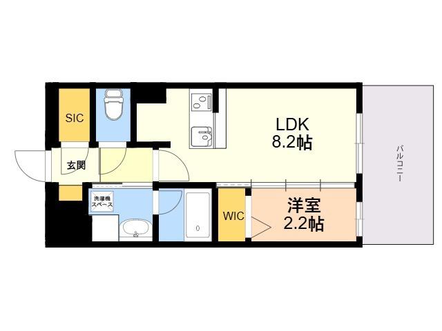 デュ・レジア博多レジデンス(1LDK/9階)の間取り写真