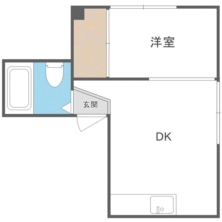 マイルーム11(1DK/1階)の間取り写真