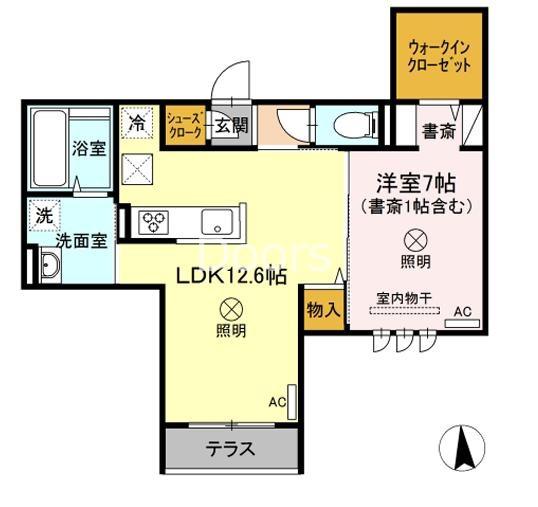 ＪＲ吉備線 大安寺駅 徒歩9分 3階建 築5年(1LDK/1階)の間取り写真