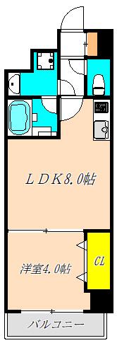 アーバネックス真田山(1LDK/13階)の間取り写真