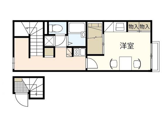 レオパレス天神面(1K/2階)の間取り写真