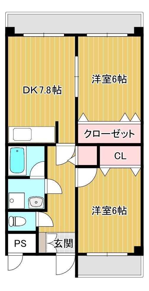 ルミエールII(2DK/2階)の間取り写真